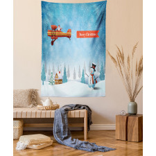 Santa Plane Snowman Tapestry