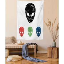 Grunge Alien Heads Art Tapestry