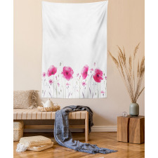 Pink Poppy Flowers Art Tapestry