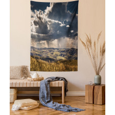 Fluffy Clouds Mountains Tapestry