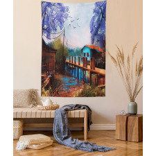 Old Fishing Village Tapestry