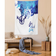 Nautical Wheel Ocean Tapestry