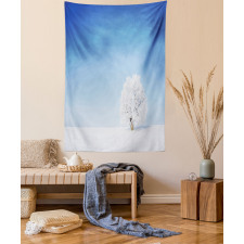 Alone Tree Snowy Field Tapestry