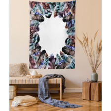Bird Feathers Circle Art Tapestry