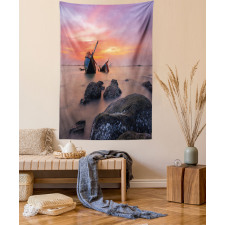 Foggy Water Sunset Tapestry