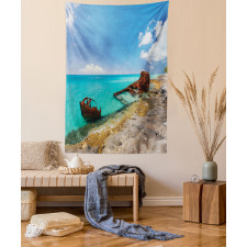 Ship Wreck on Beach Tapestry