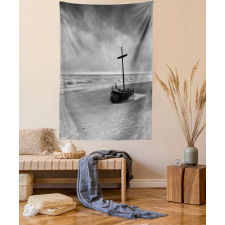 Wreck Boat on the Beach Tapestry