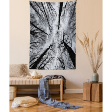 Dark Winter Forest Tree Tapestry