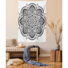 Mandala Black White Art Tapestry