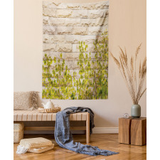 Brick Wall with Leaf Tapestry