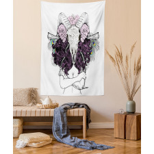 Deer Skull with Roses Tapestry