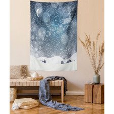 Snowy Landscape at Night Tapestry