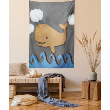 Wooden Paper Base Whale Tapestry