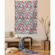 Colored Boho Flowers Leaf Tapestry