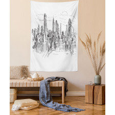 Sketchy NYC Cityscape Tapestry