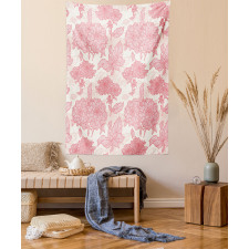 Pink Flowers and Leaves Tapestry
