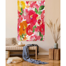 Watercolor Style Floral Tapestry