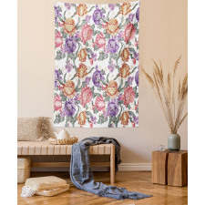 Retro Flowers and Curls Tapestry