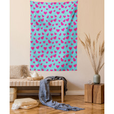 Pink Heart on Polka Dots Tapestry