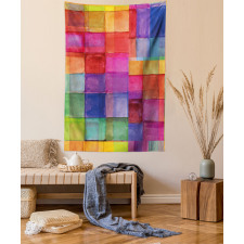 Rainbow Colors Squares Tapestry