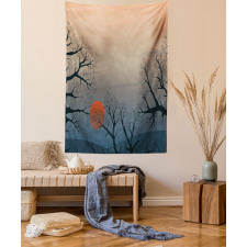 Sunrise Branches Misty Sky Tapestry