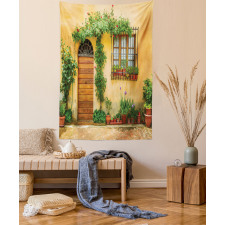 Plants and House Door Tapestry