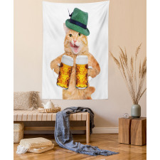 Cool Cat Hat Beer Mug Funny Tapestry