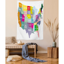 USA Map Colorful States Tapestry