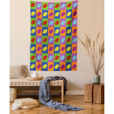 Vibrant Pop Art Kisses Tapestry