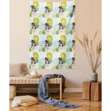 Pastel Wildflower Leaves Tapestry