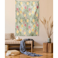 Geometric Squares Swirls Tapestry