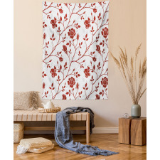 Monochrome Rose Leaves Tapestry