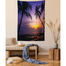 Vivid Twilight Palm Trees Tapestry