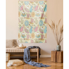 Retro Cupcakes Mugs Tapestry