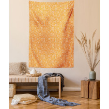 Pumpkin Leaves Swirls Tapestry