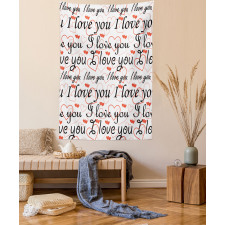 Calligraphy Hearts Tapestry