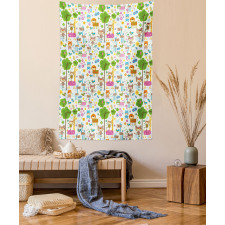 Happy Jungle Zoo Animals Tapestry