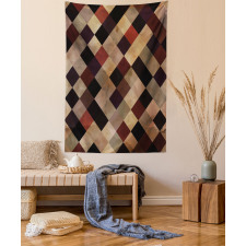 Antique Brown Toned Grid Tapestry