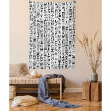 Monochrome Hieroglyphs Tapestry