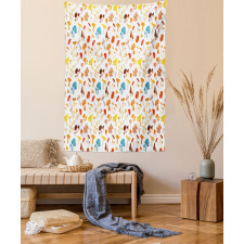 Toadstool Cartoon Style Tapestry