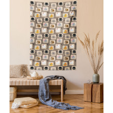Patchwork Style Silly Faces Tapestry