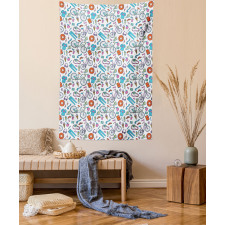 Retro Hipster Lifestyle Tapestry