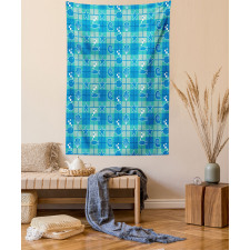 Plaid Pattern Marine Tapestry