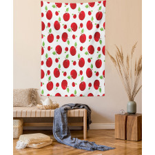 Vivid Cartoon Red Fruit Tapestry