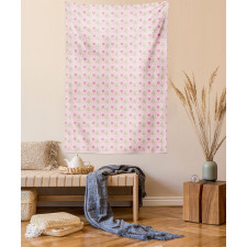 Dots Hearts Checkered Tapestry