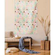 Checkered Square Cats Tapestry