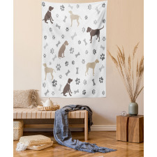 Paw Print and Bones Tapestry