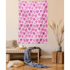 Pink Romantic Motifs Tapestry