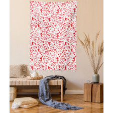 Red and White Sketch Tapestry