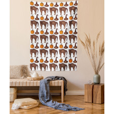 Pumpkin Witch Hat Cat Tapestry